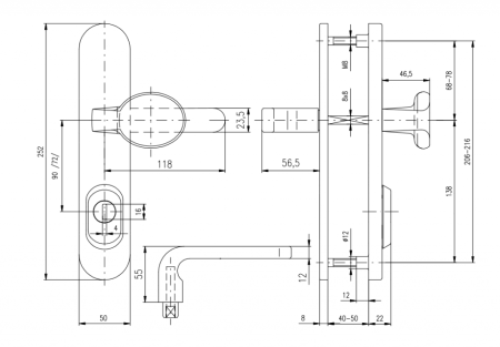 Bezpečnostní kování ROSTEX BK RX1-50 SOLID 3. tř. (PLATINA MAT)