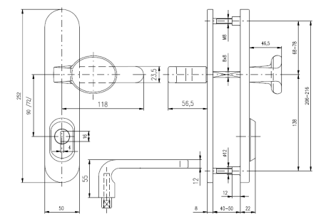 Bezpečnostní kování ROSTEX RX 802-50 SOLID 3. tř. (PLATINA MAT)